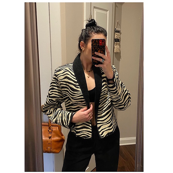 Vintage Zebra pattern collared jacket - Picture 2 of 4